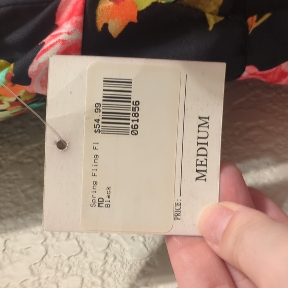 Ixia retro black pink floral spring fling fit and flare sleeveless mini dress - Picture 5 of 12